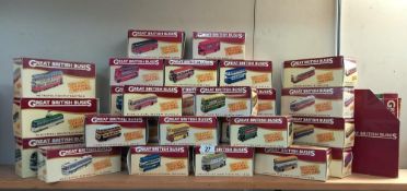 30 boxed Atlas great British buses with booklets