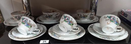 An 18 piece tea set decorated with Geisha girls