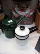 2 double enamel Bain Marie saucepans
