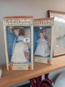 2 Royal Doulton boxed Kate Greenaway dolls, big sister DN18 and small sister DN19