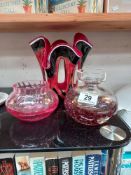 3 lovely pieces of art glass