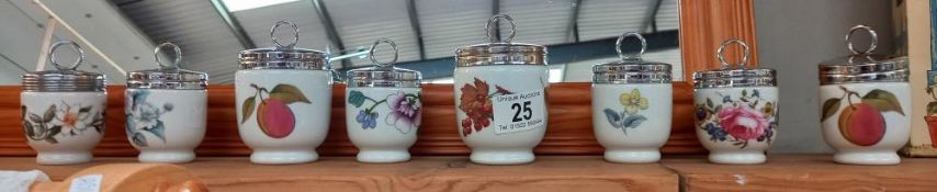 7 Royal Worcester egg coddlers, 2 large and 6 small