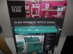 A boxed glass magnetic notice board and a file organiser COLLECT ONLY