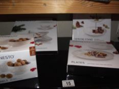 Boxed plates, cake stand and bowls by Ernesto