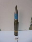 An Inert 30mm practice shell 28.5cm long, (see images for info label).
