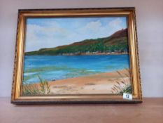 An oil on board coastal scene by Roy Bradshaw 1978