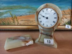 A Rapport, London onyx balloon clock (top of clock is loose from base)