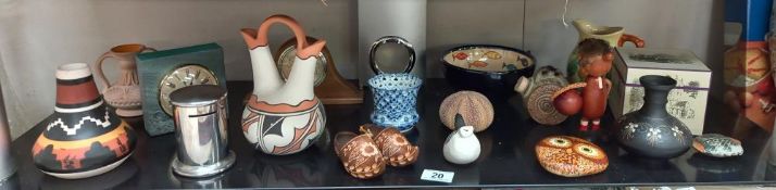A mixed lot including post box moneybox, clock etc