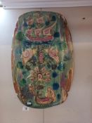 A large signed glazed pottery wall plaque stylized ship design