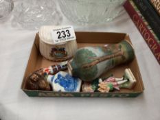 An interesting lot including perfume bottle, figures etc