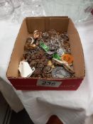 Approx 30 white metal dress rings, badges, watch chain etc plus ornate vintage pendant with matching