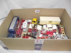 A large box of mixed Corgi including Karrier mobile shop, Chitty Chitty Bang Bang etc