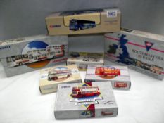 Quantity of boxed Corgi buses including Stagecoach set