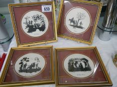 Four gilt framed silhouettes, 17 x 17 cm.