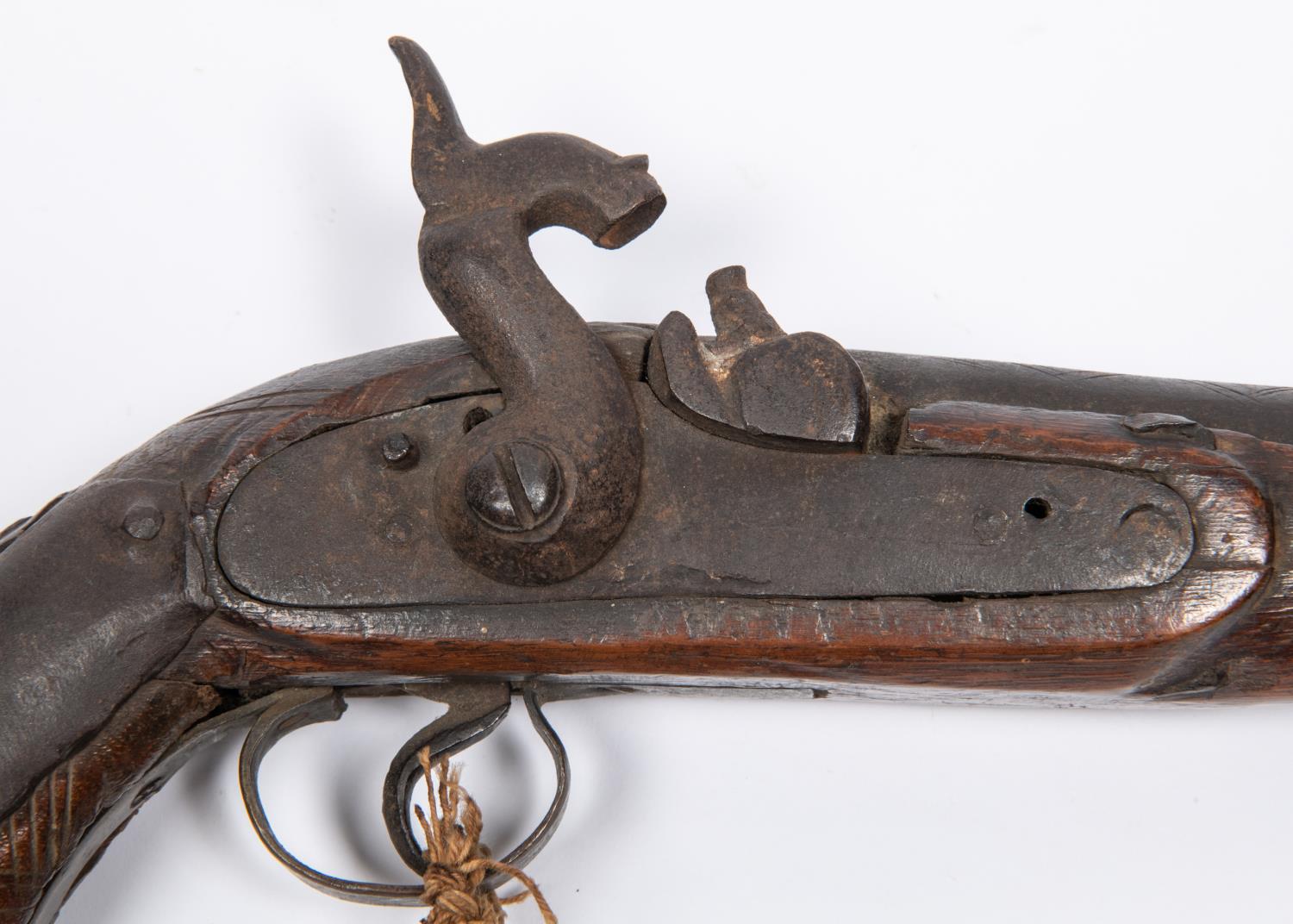 An Indian mid 19th century 26 bore country made percussion holster pistol, 14" overall, barrel 9" - Image 6 of 6