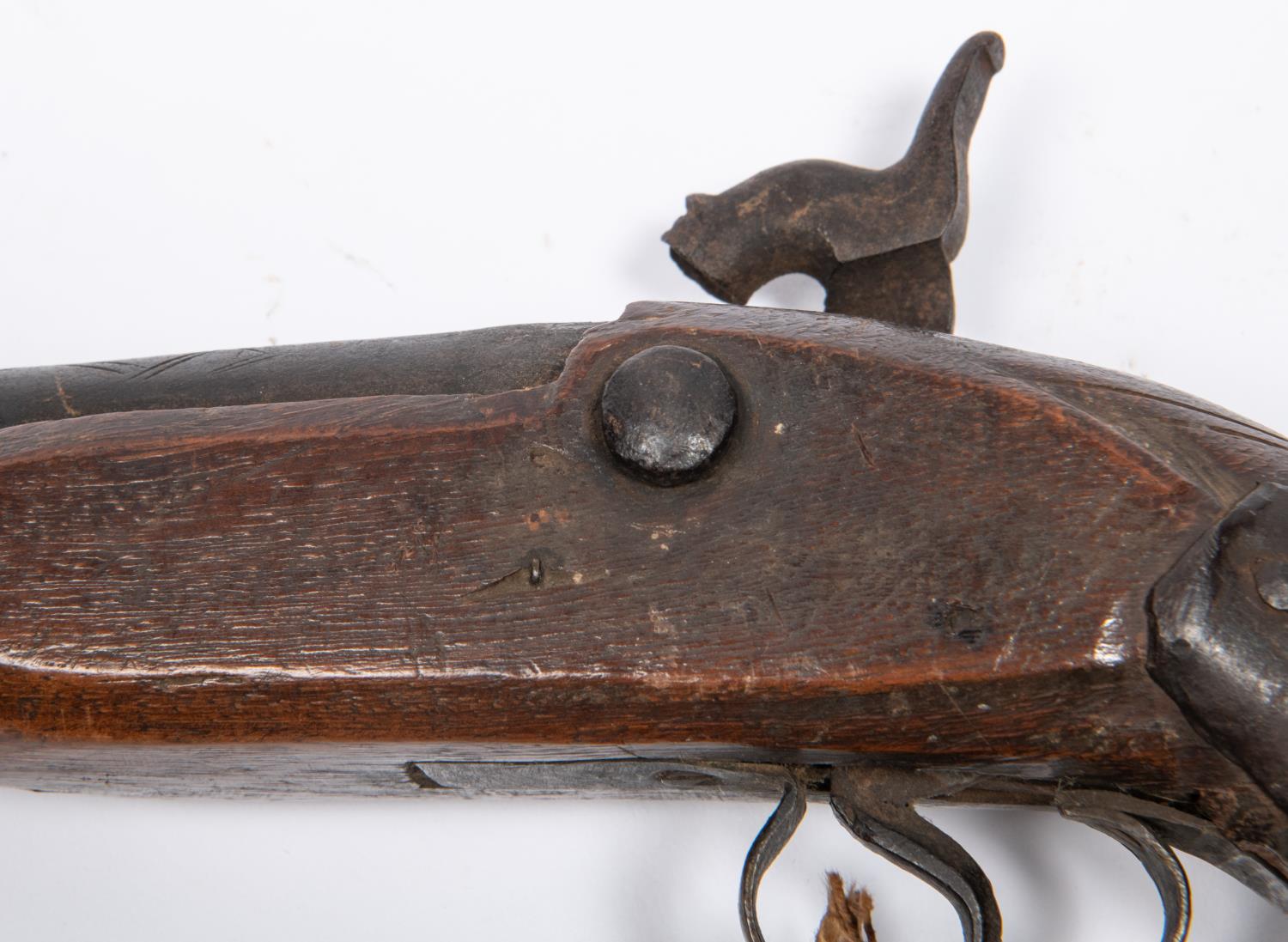 An Indian mid 19th century 26 bore country made percussion holster pistol, 14" overall, barrel 9" - Image 3 of 6
