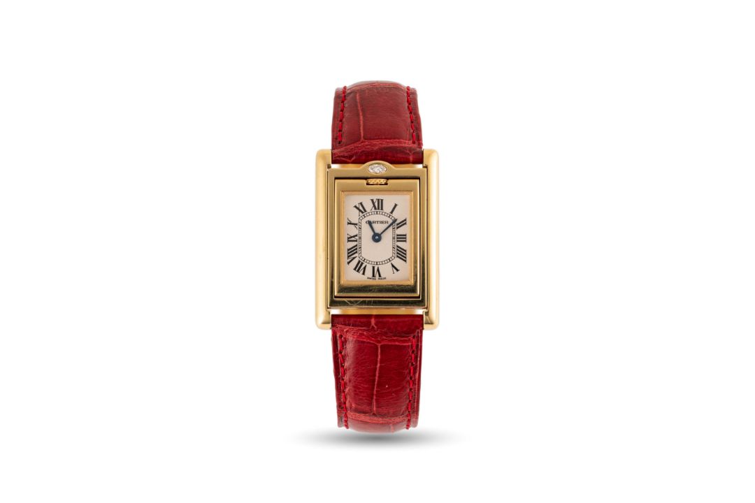 A RARE LADIES 18K SOLID GOLD & DIAMOND CARTIER TANK BASCULANTE WRIST WATCH CIRCA 2000s, REF. 2480 - Image 2 of 10