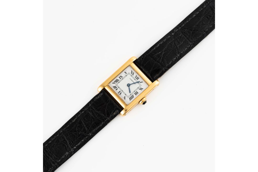 A RARE GENTLEMAN'S SIZE 18K SOLID GOLD CARTIER PARIS TANK NORMALE WRIST WATCH CIRCA 1980s - Image 3 of 8