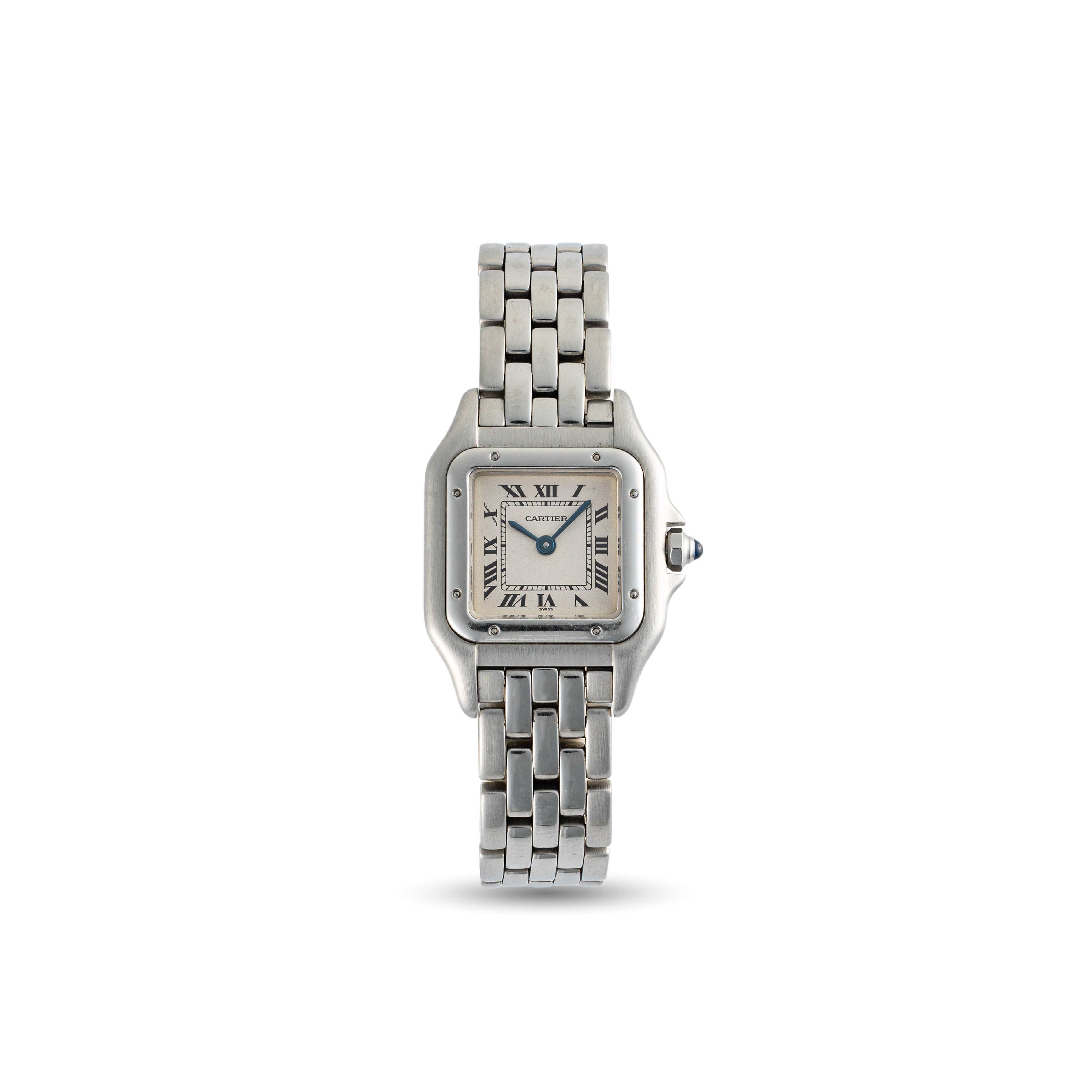 A LADIES STAINLESS STEEL CARTIER PANTHERE BRACELET WATCH CIRCA 1990s, REF. 1320 WITH CARTIER BOX & - Image 2 of 7
