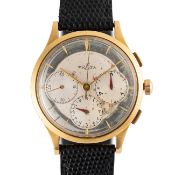 A POSSIBLY UNIQUE GENTLEMAN'S SIZE 18K SOLID GOLD BLANCPAIN CHRONOGRAPH WRIST WATCH CIRCA 1960s,