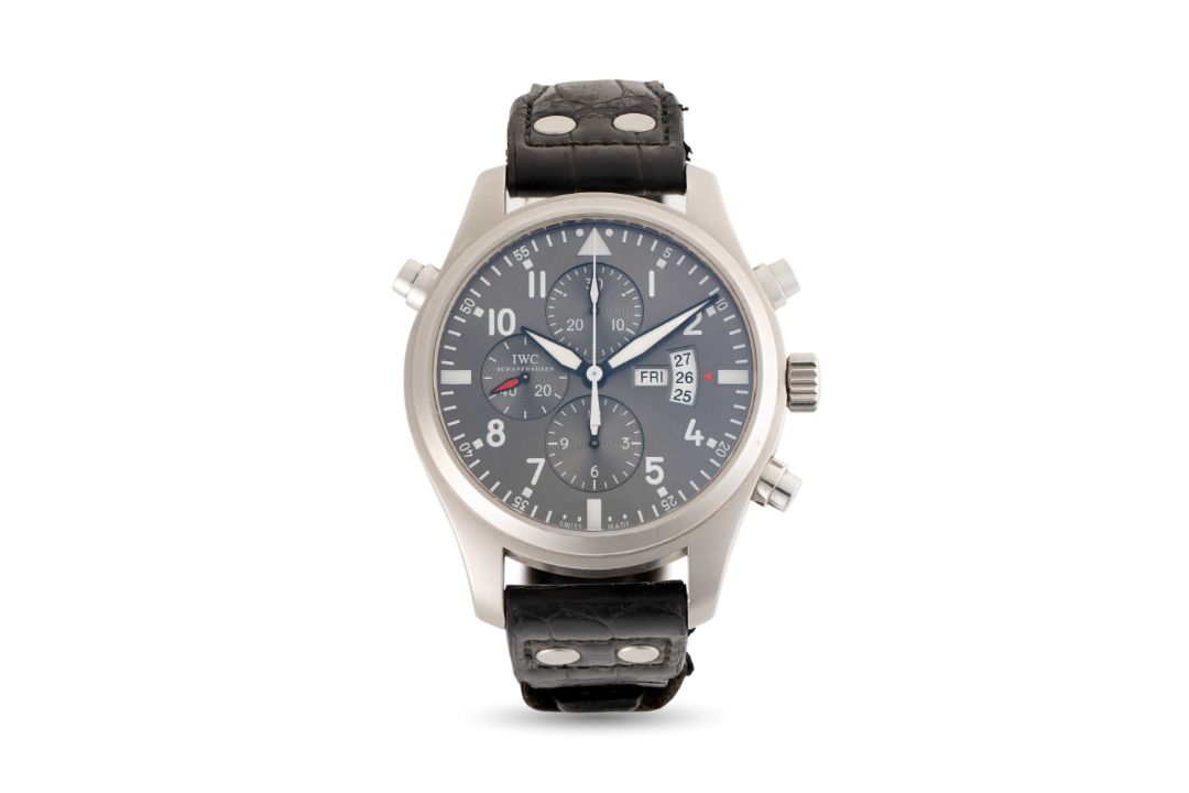 A GENTLEMAN'S STAINLESS STEEL IWC PILOT DOUBLE CHRONOGRAPH WRIST WATCH DATED 2015, REF. IW377805 - Image 2 of 2
