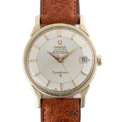 A GENTLEMAN'S SIZE STEEL & GOLD OMEGA CONSTELLATION CHRONOMETER DATE WRIST WATCH CIRCA 1966, REF.