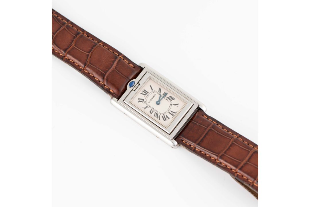 A GENTLEMAN'S SIZE STAINLESS STEEL CARTIER TANK BASCULANTE WRIST WATCH CIRCA 2000s, REF. 2405 - Image 4 of 9