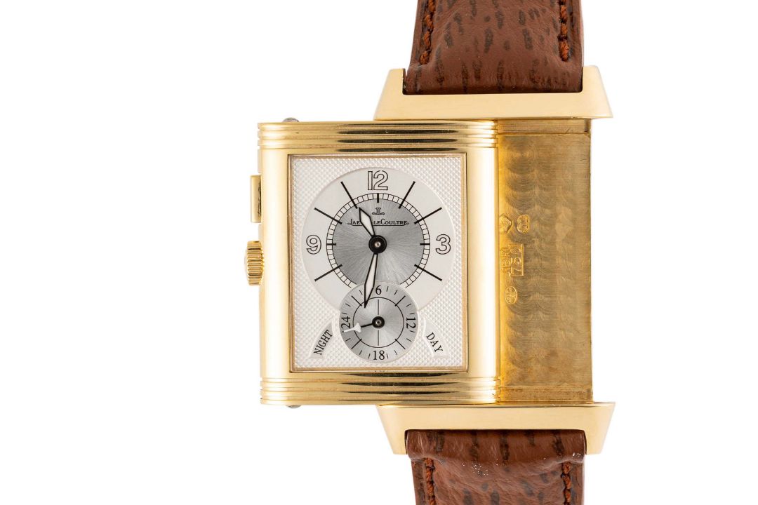 A FINE GENTLEMAN'S SIZE 18K SOLID GOLD JAEGER LECOULTRE REVERSO DUOFACE NIGHT & DAY DUAL TIME - Image 1 of 3