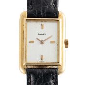 A RARE LADIES 18K SOLID GOLD CARTIER NEW YORK TANK MECANIQUE WRIST WATCH CIRCA 1970s  Movement: 17J,