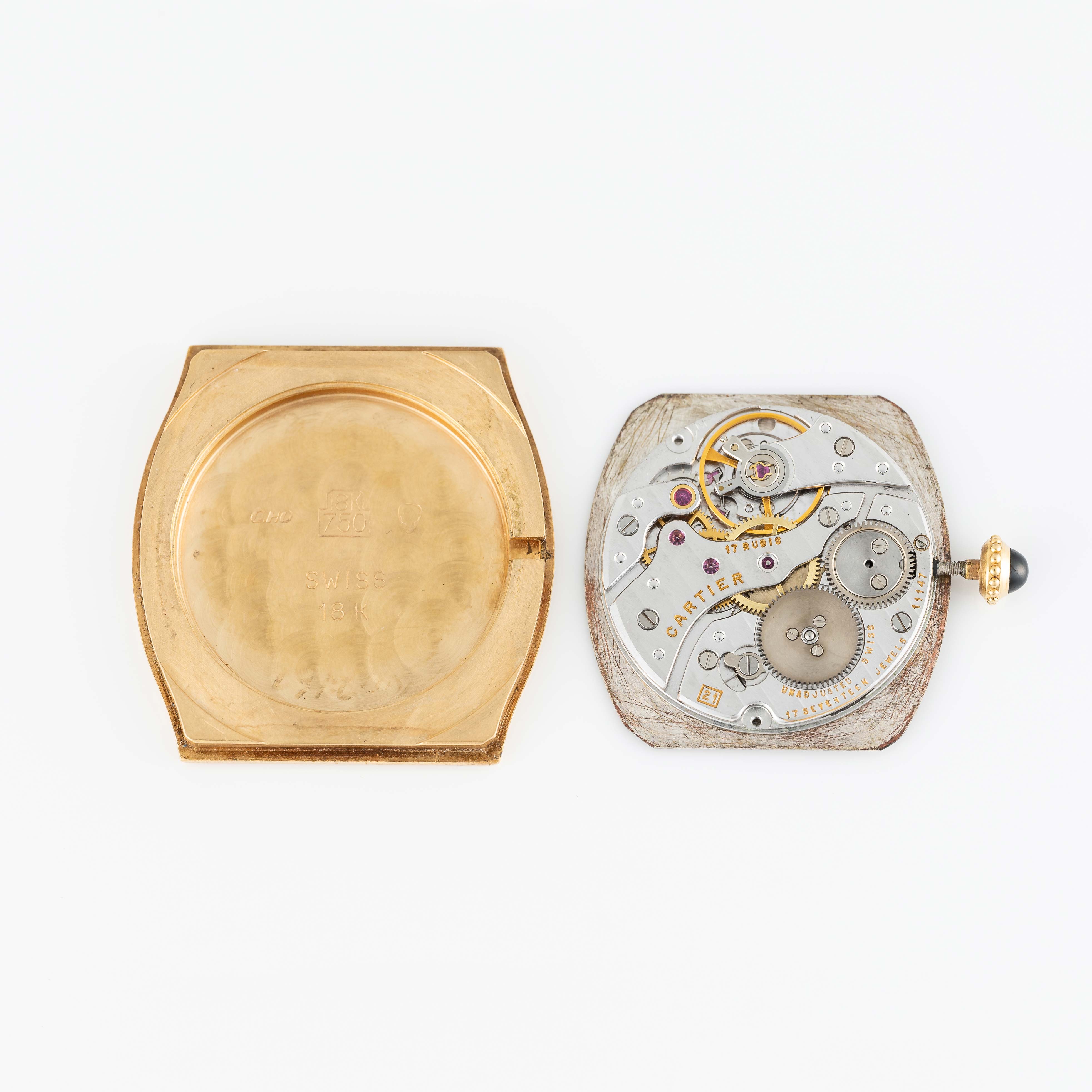 A RARE GENTLEMAN'S SIZE 18K SOLID GOLD CARTIER PARIS TORTUE WRIST WATCH CIRCA 1980, WITH FREDERIC - Image 9 of 11