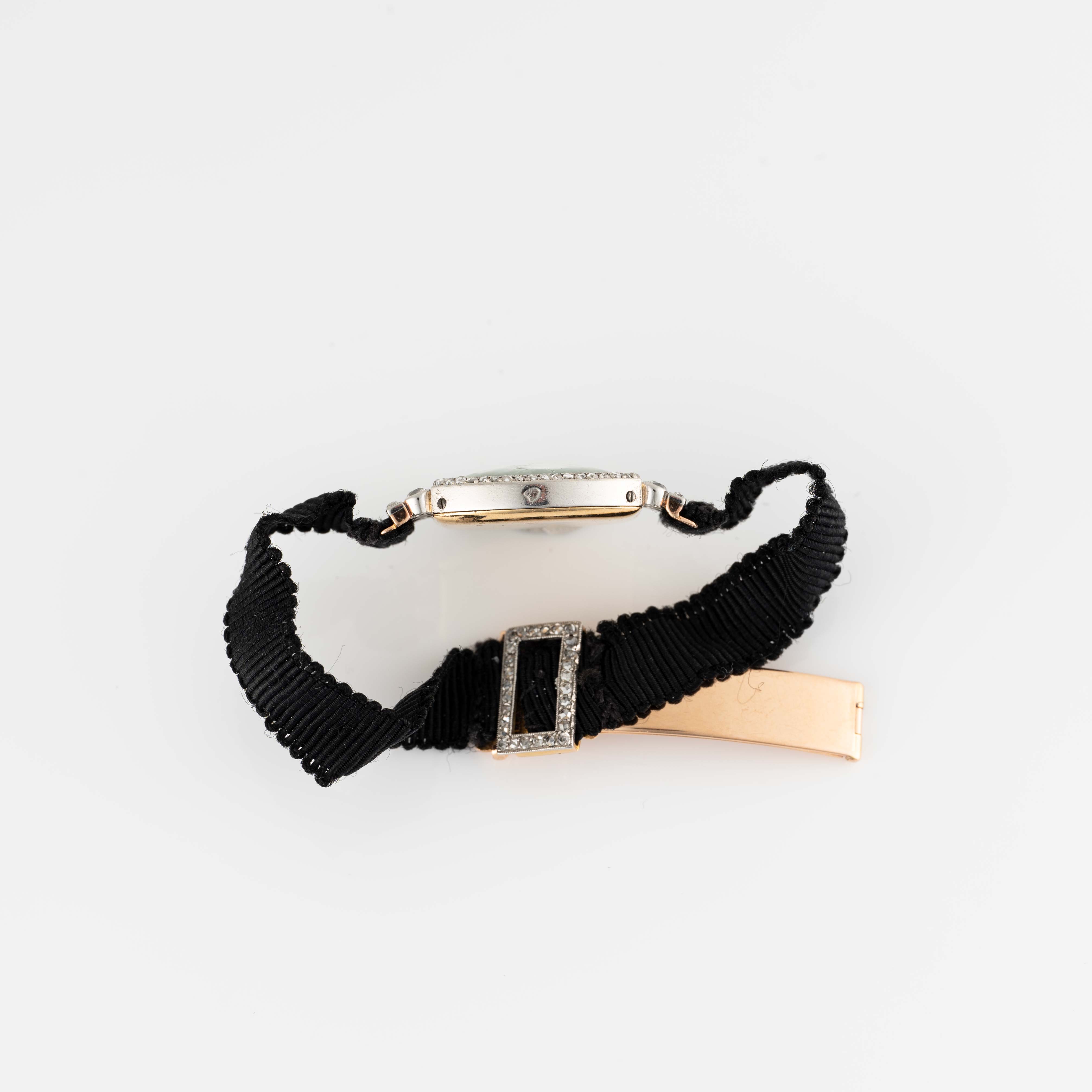 A FINE LADIES PLATINUM & 18K SOLID GOLD DIAMOND CARTIER TORTUE WRIST WATCH CIRCA 1930s Movement: - Image 6 of 8