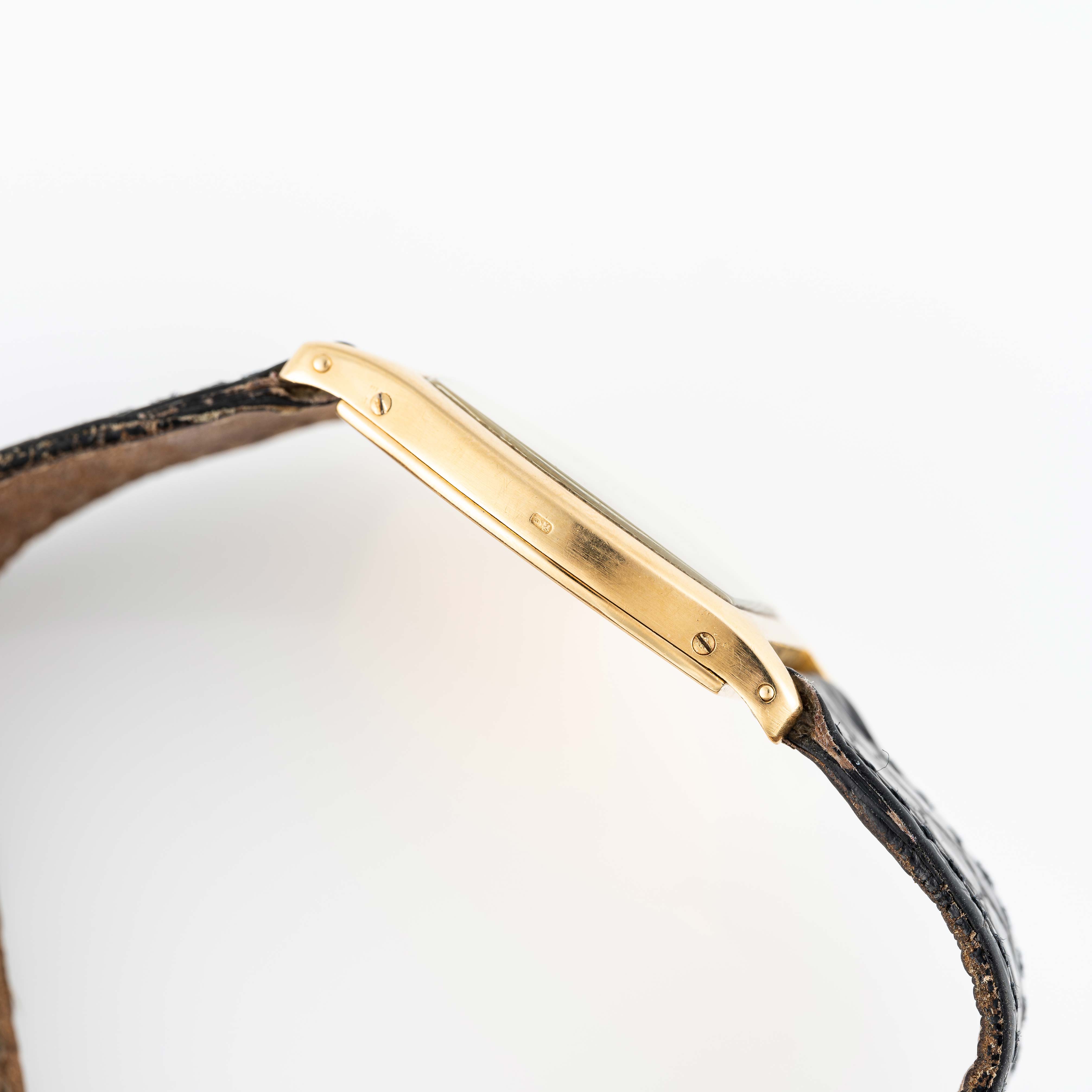 A RARE GENTLEMAN'S SIZE 18K SOLID GOLD CARTIER PARIS TORTUE WRIST WATCH CIRCA 1980, WITH FREDERIC - Image 6 of 11