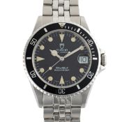 A MIDSIZE STAINLESS STEEL TUDOR PRINCE OYSTERDATE SUBMARINER BRACELET WATCH DATED 1995, REF. 75090