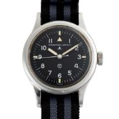A GENTLEMAN'S STAINLESS STEEL BRITISH MILITARY IWC MARK 11 RAF PILOTS WRIST WATCH DATED 1952