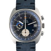 A GENTLEMAN'S SIZE STAINLESS STEEL OMEGA SEAMASTER AUTOMATIC CHRONOGRAPH WRIST WATCH CIRCA 1970s,