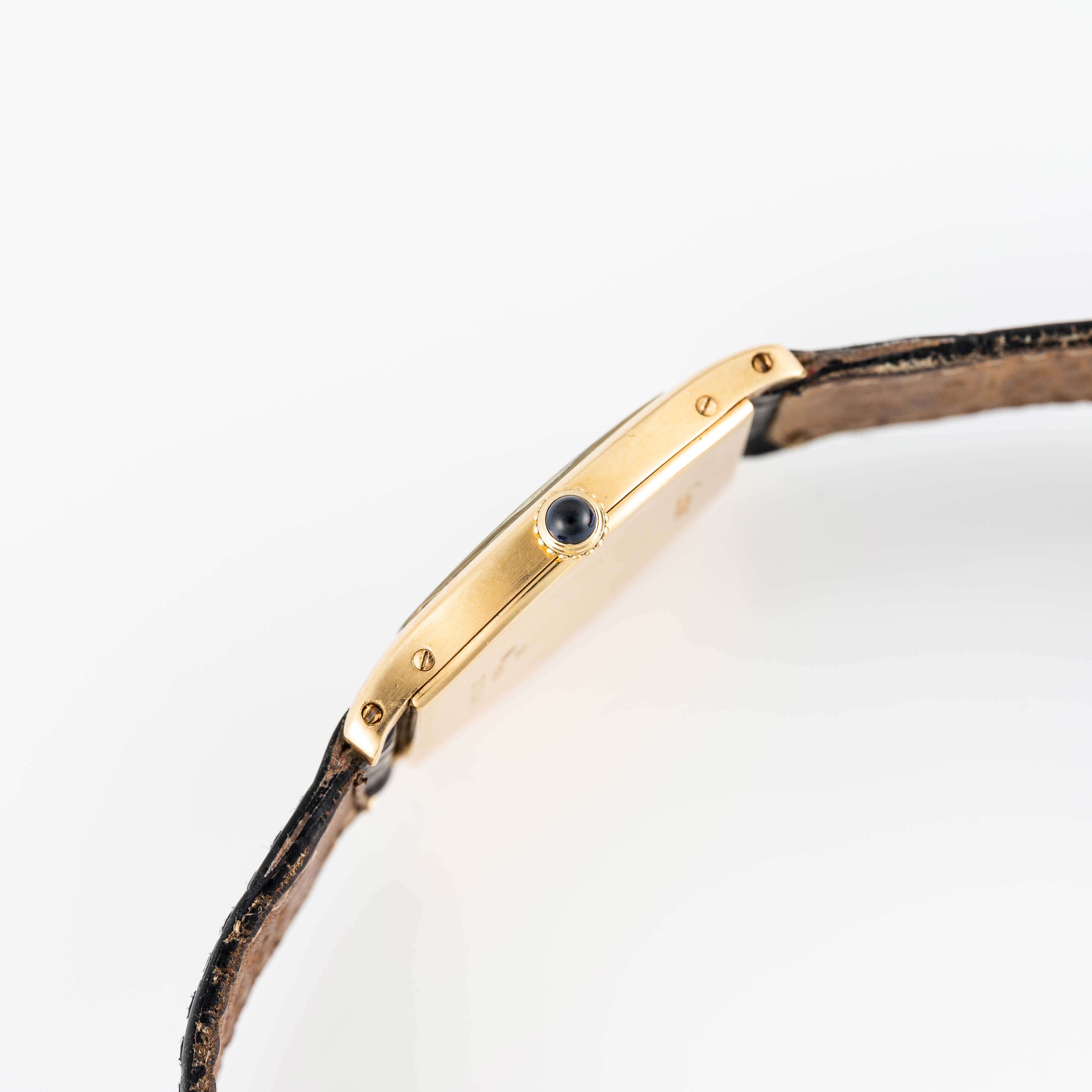 A RARE GENTLEMAN'S SIZE 18K SOLID GOLD CARTIER PARIS TORTUE WRIST WATCH CIRCA 1980, WITH FREDERIC - Image 5 of 11
