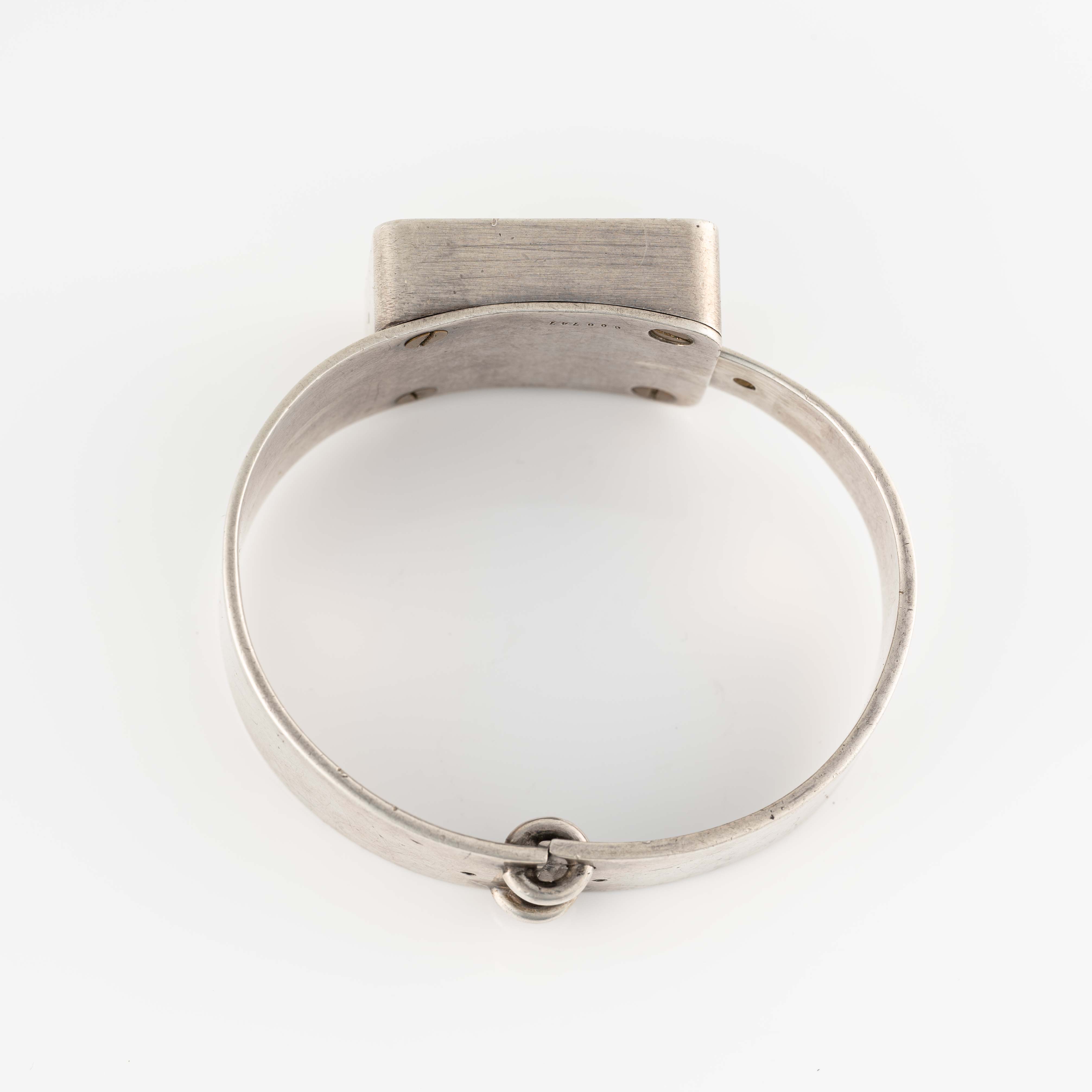 A VERY RARE SOLID SILVER HERMES BRACELET WATCH CIRCA 1970s, MADE BY JAEGER Movement: Manual wind, - Image 3 of 7