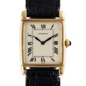 A RARE GENTLEMAN'S SIZE 18K SOLID GOLD CARTIER REVERSIBLE WRIST WATCH CIRCA 1970s Movement: Manual