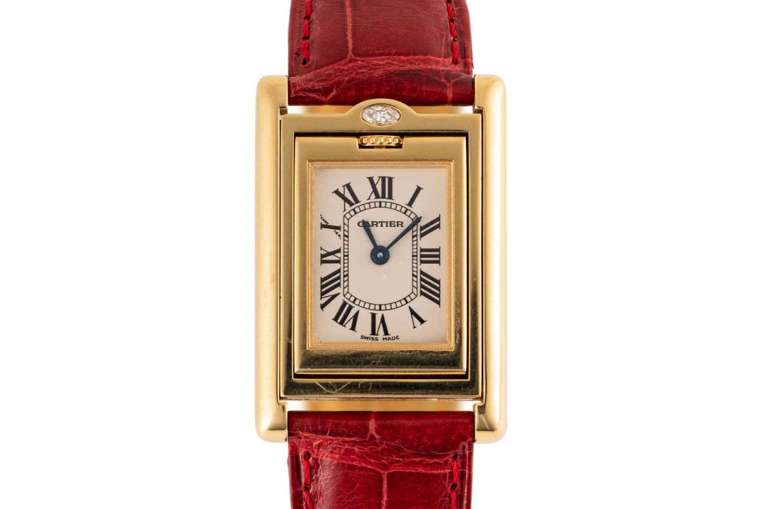 A RARE LADIES 18K SOLID GOLD & DIAMOND CARTIER TANK BASCULANTE WRIST WATCH CIRCA 2000s, REF. 2480 - Image 1 of 10