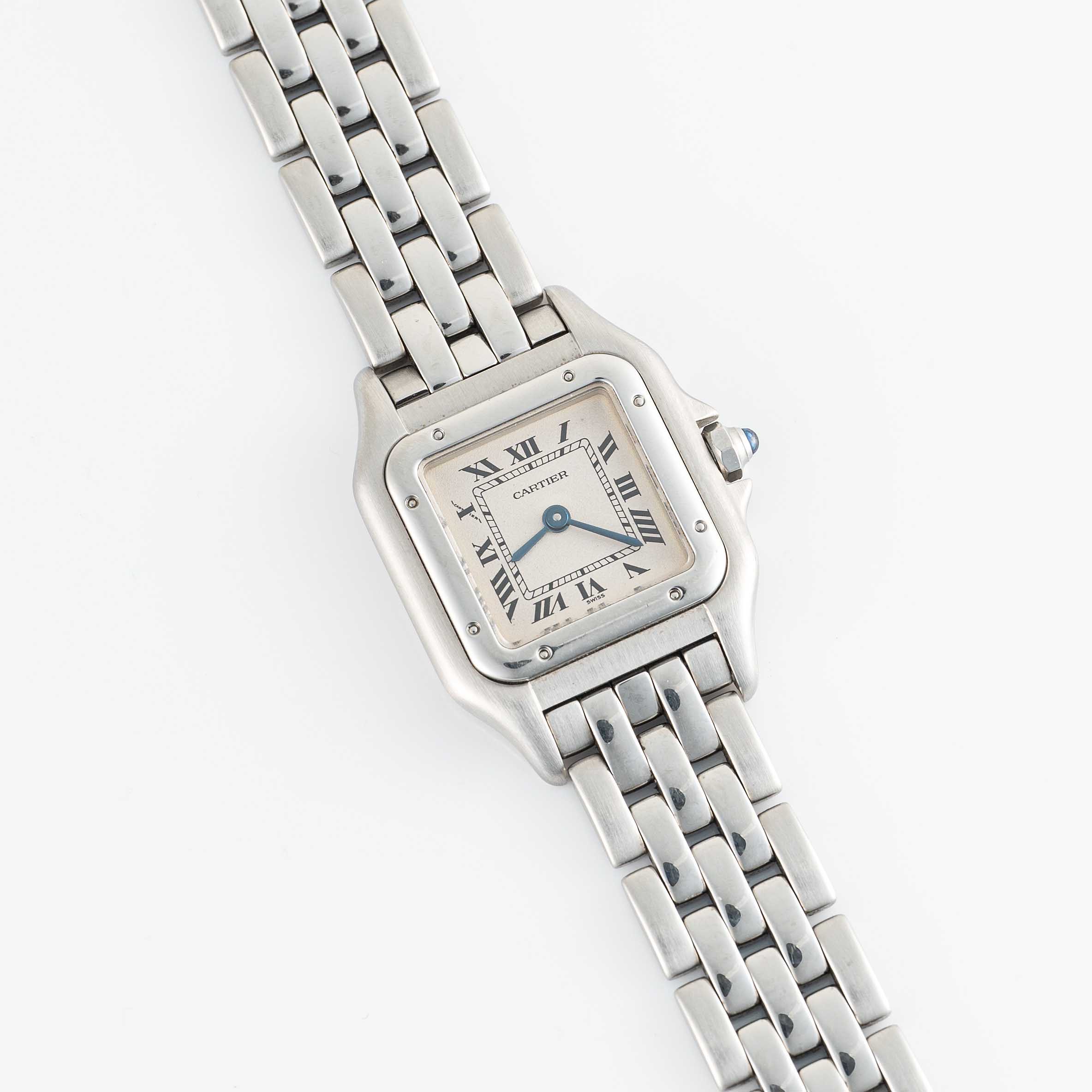 A LADIES STAINLESS STEEL CARTIER PANTHERE BRACELET WATCH CIRCA 1990s, REF. 1320 WITH CARTIER BOX & - Image 4 of 7