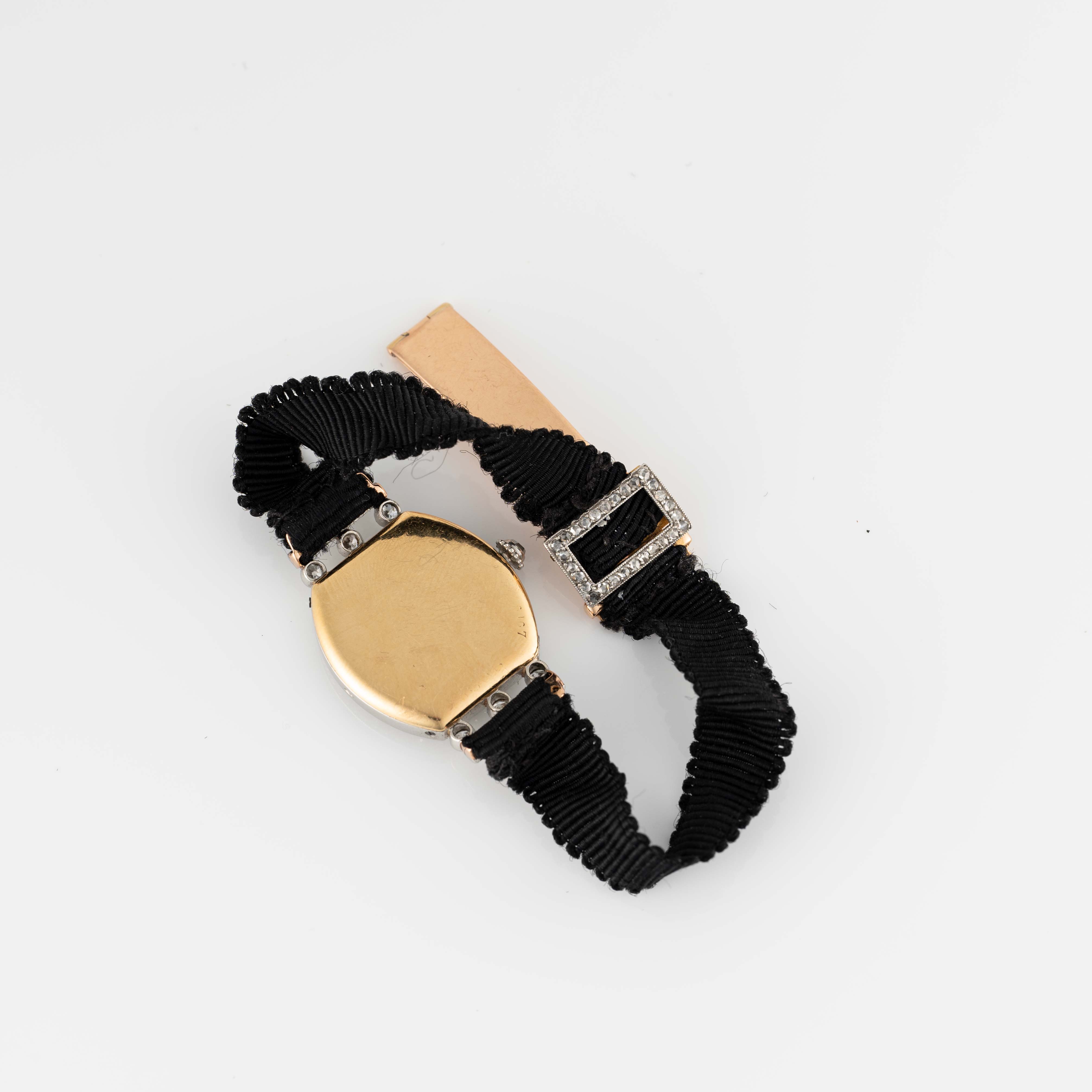 A FINE LADIES PLATINUM & 18K SOLID GOLD DIAMOND CARTIER TORTUE WRIST WATCH CIRCA 1930s Movement: - Image 5 of 8