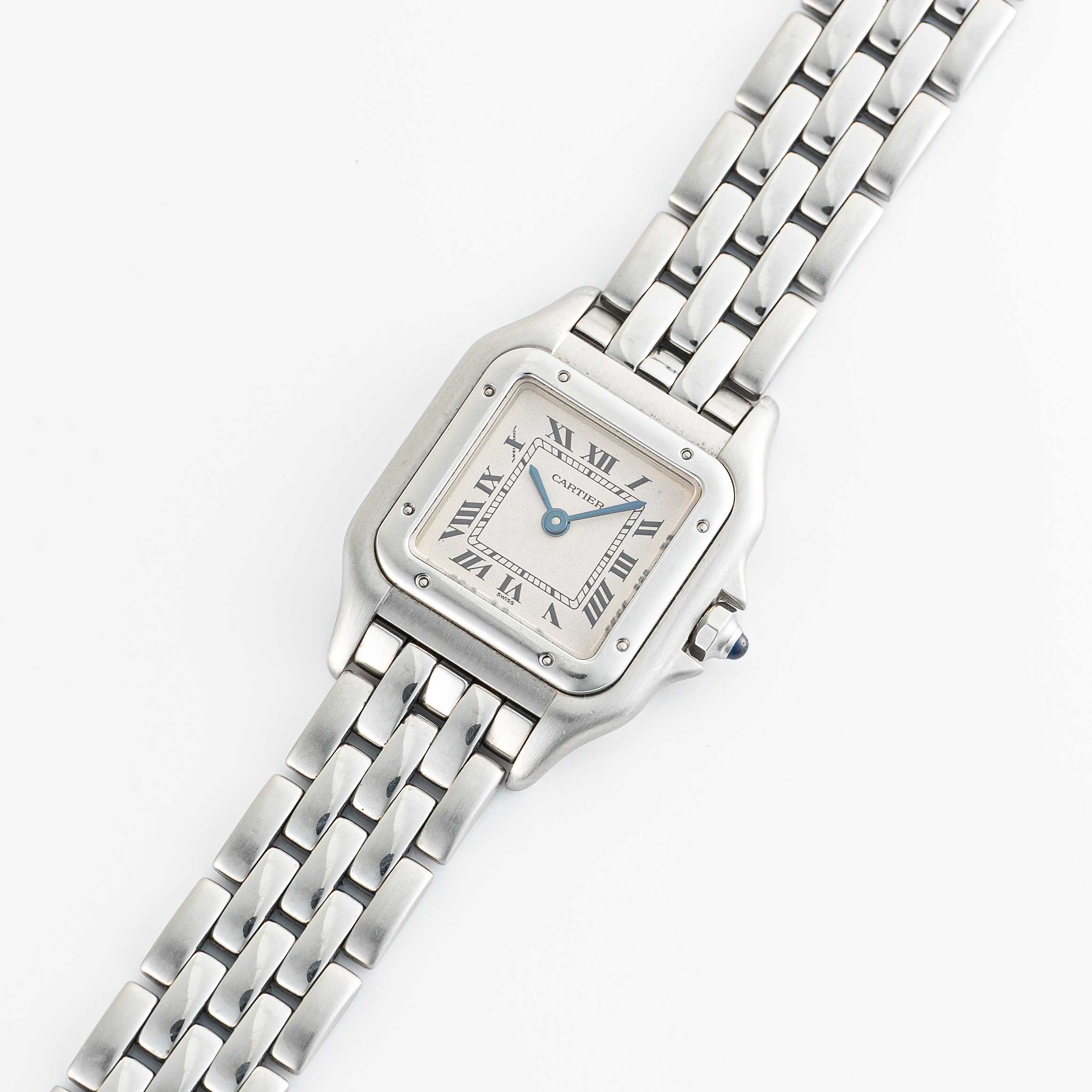 A LADIES STAINLESS STEEL CARTIER PANTHERE BRACELET WATCH CIRCA 1990s, REF. 1320 WITH CARTIER BOX & - Image 3 of 7