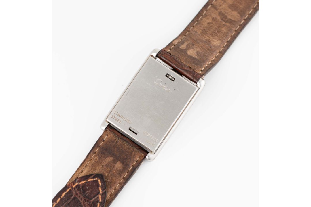 A GENTLEMAN'S SIZE STAINLESS STEEL CARTIER TANK BASCULANTE WRIST WATCH CIRCA 2000s, REF. 2405 - Image 6 of 9