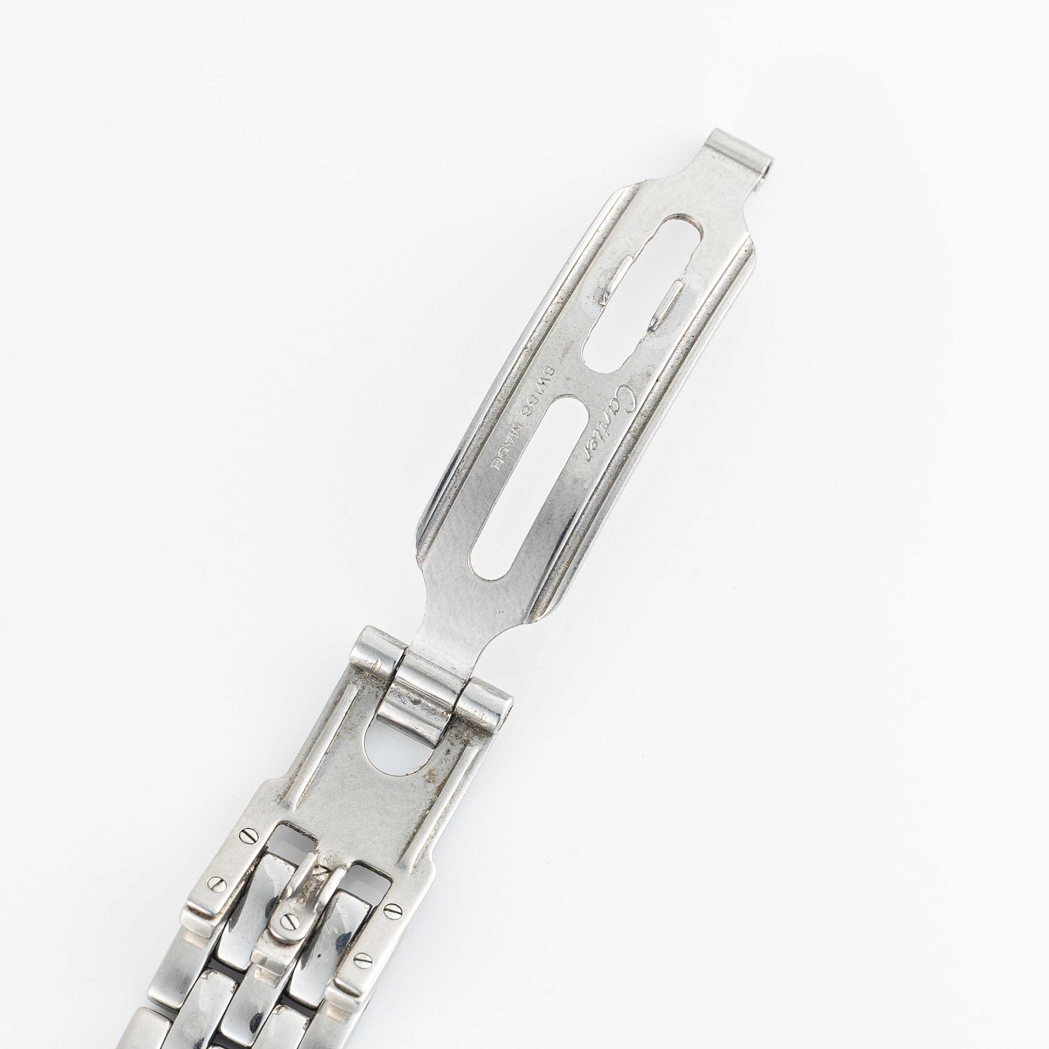 A LADIES STAINLESS STEEL CARTIER PANTHERE BRACELET WATCH CIRCA 1990s, REF. 1320 WITH CARTIER BOX & - Image 6 of 7