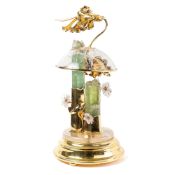 A RARE AND ORNATE SOLID SILVER GILT, ROCK CRYSTAL, QUARTZ & DIAMOND LAMP CIRCA 1980s  A solid silver