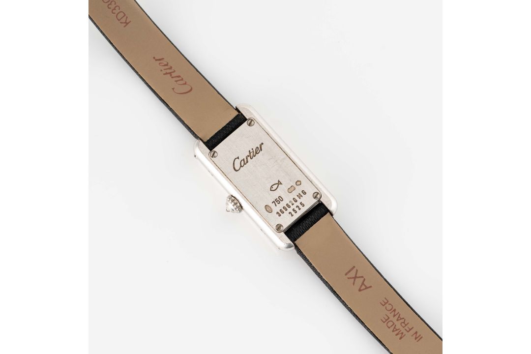 A LADIES 18K SOLID WHITE GOLD & DIAMOND CARTIER TANK MINI ALLONGEE WRIST WATCH DATED 2003, REF. 2525 - Image 5 of 7