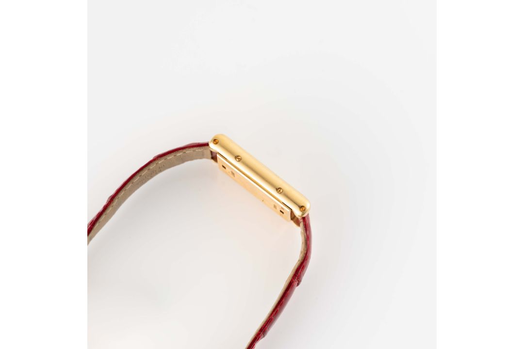 A RARE LADIES 18K SOLID GOLD & DIAMOND CARTIER TANK BASCULANTE WRIST WATCH CIRCA 2000s, REF. 2480 - Image 9 of 10