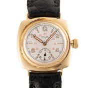 A GENTLEMAN'S SIZE 18K SOLID GOLD ROLEX OYSTER 'CUSHION' WRIST WATCH CIRCA 1931 Movement: 15J,