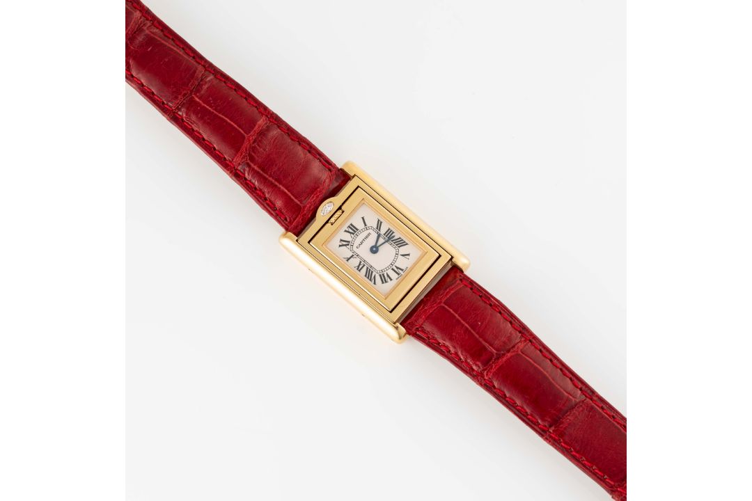A RARE LADIES 18K SOLID GOLD & DIAMOND CARTIER TANK BASCULANTE WRIST WATCH CIRCA 2000s, REF. 2480 - Image 5 of 10