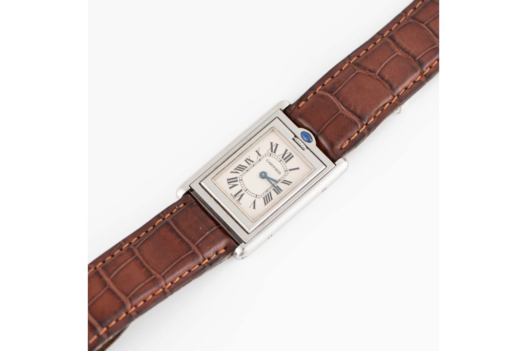 A GENTLEMAN'S SIZE STAINLESS STEEL CARTIER TANK BASCULANTE WRIST WATCH CIRCA 2000s, REF. 2405 - Image 3 of 9